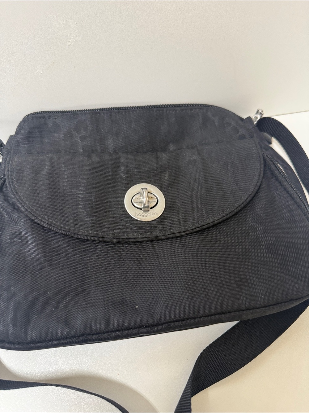 Baggallini Black Crossbody Bag with Silver Turn-Lock